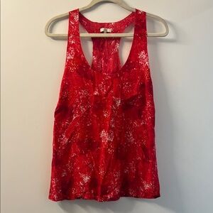 Joie Red and White Silk Tank Top